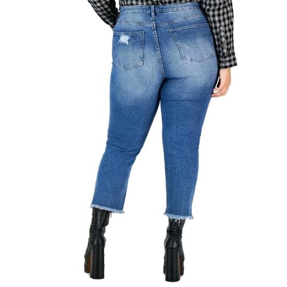 Celebrity Pink Hi Rise Relaxed Straight Jeans Retro Women Plus 20 Distressed - Picture 15 of 16